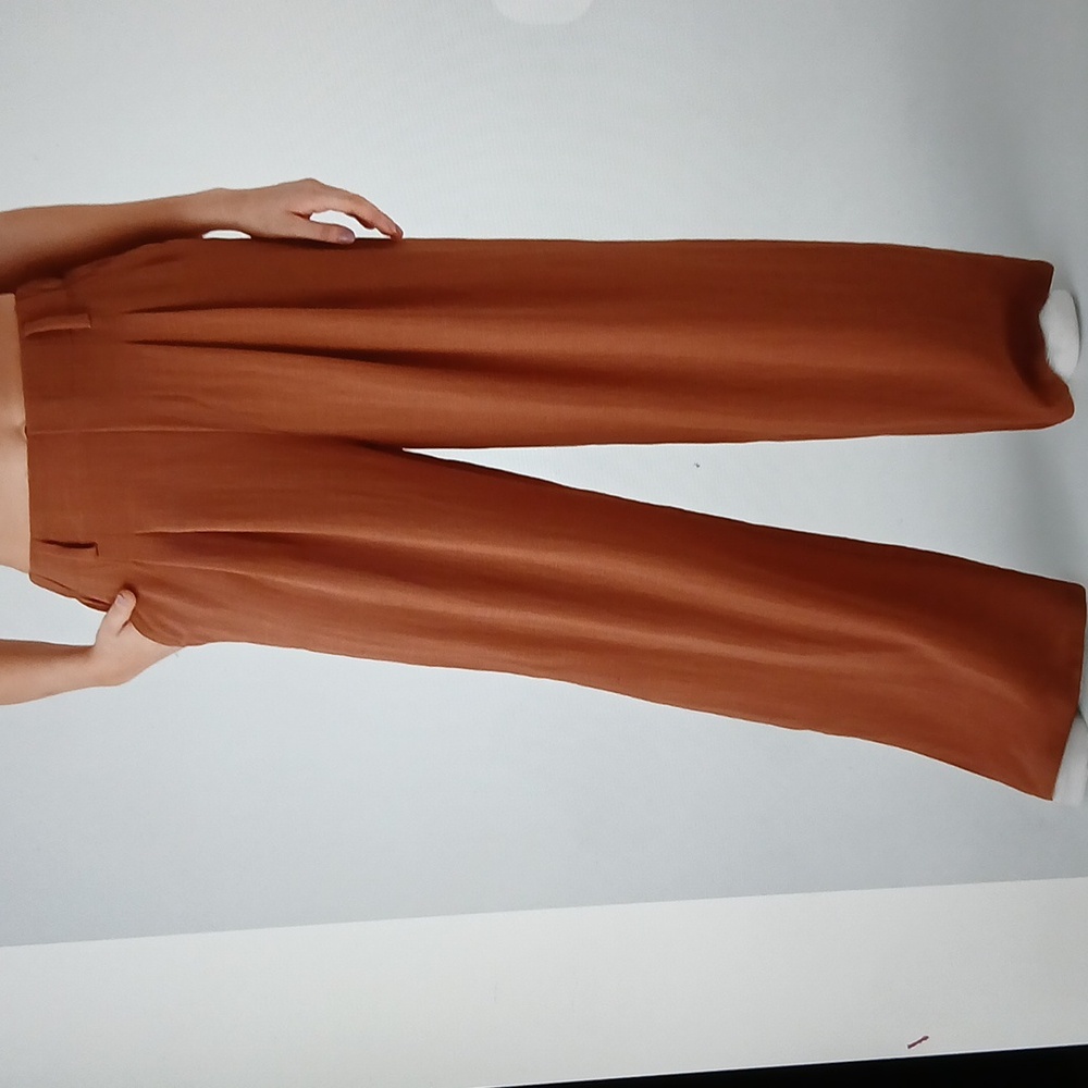 54H High Waisted Pocket Wide Leg Flowy Casual Linen-Feel Plus Size Pants